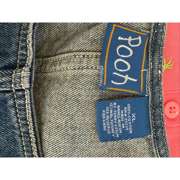 Vintage 90s Disney Winnie the Pooh Piglet Jerry Leigh Embroidered Denim Jumper X - Picture 9 of 9